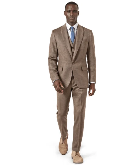 Traje de novio tres piezas color chocolate — imagen 1