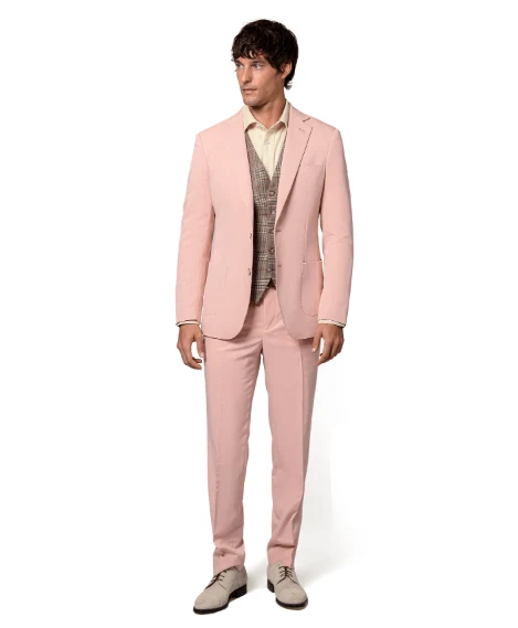 Traje de novio color rosa tres piezas — imagen 1